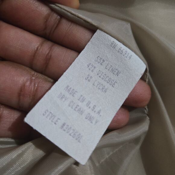 Vintage Althuser Linen Blend Blazer Jacket Beige Crop Tailored Shoulder Pads 10 - Picture 16 of 16